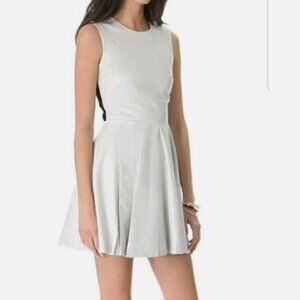 DianeVonFurstenberg lamb leather Pleated skirt short Fit-and-Flare Dress white 8